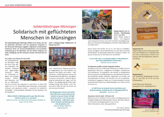 Artikel im Münsinger Info über die SGM